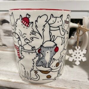 Christmas Cats 🐈🎄🎅🏻ready for Winter Handpainted Ceramic Coffee Mug NWT